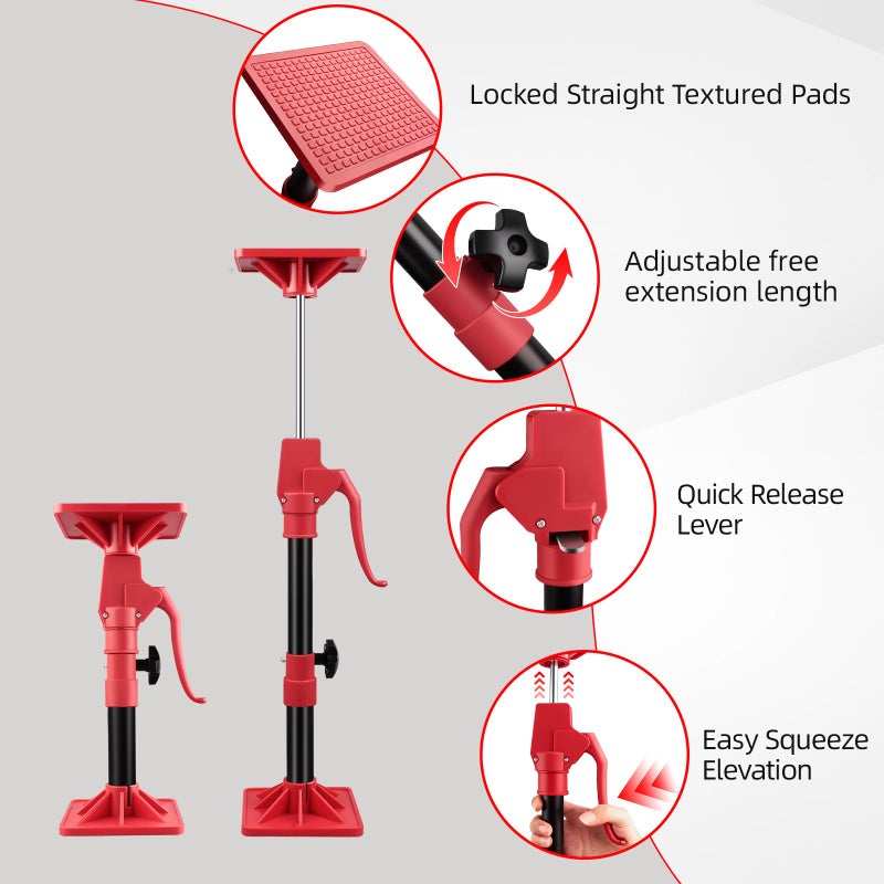 NOEAIKE Cabinet Jack Support Pole,2-Pack 11-23 Inch Steel Adjustable Quick Support System Rod,Telescopic Third Hand Tools with 200lbs Capacity for Installing Cabinets/Lifting Drywall - Image 3
